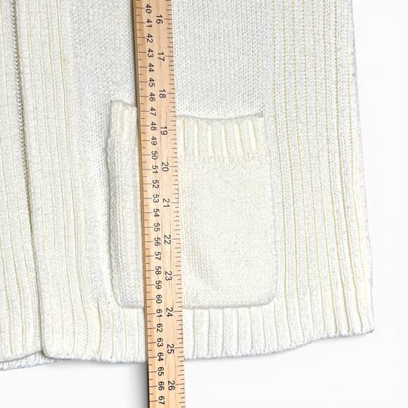 Vintage Cream Sweater Vest Open Front Pockets Knit Cardigan Grandmacore Womens S - Picture 5 of 12